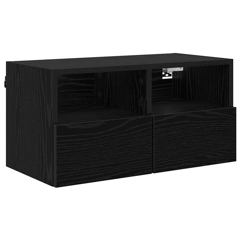 Unitàper TV a Muro 4 pcs Rovere Nero Legno multistrato