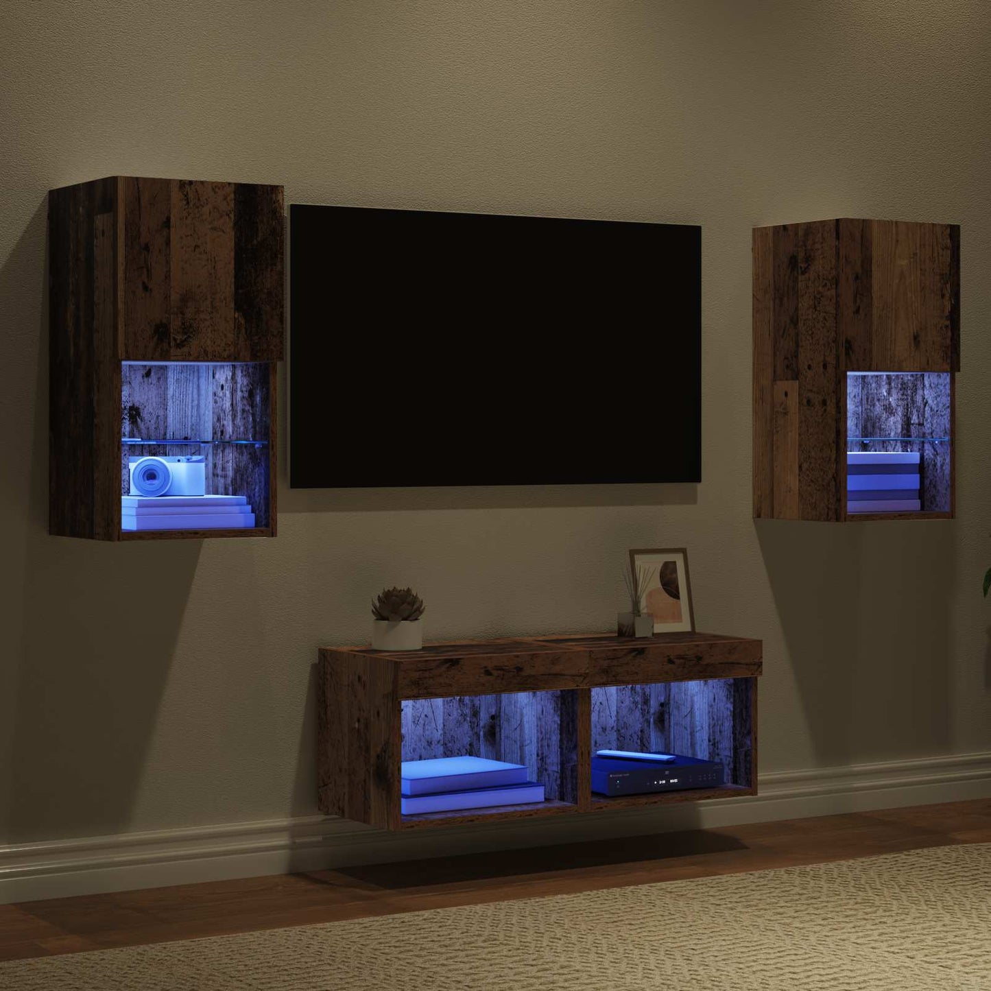 Mobiletti TV da Parete 4 pcs Legno vecchio Legno multistrato