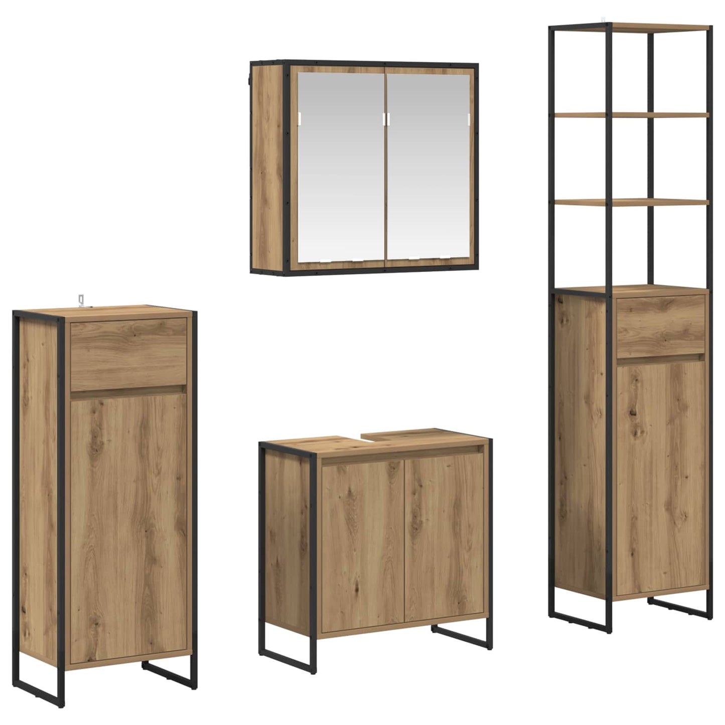 Set di mobili per il bagno Rovere artigianale Legno multistrato