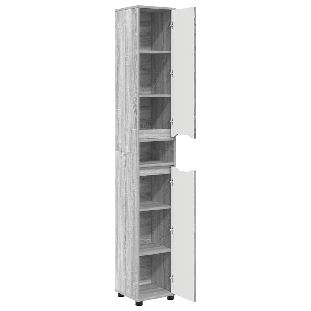 Mobile da Bagno con porta Grigio Sonoma 30,5 x 30 x 195 cm