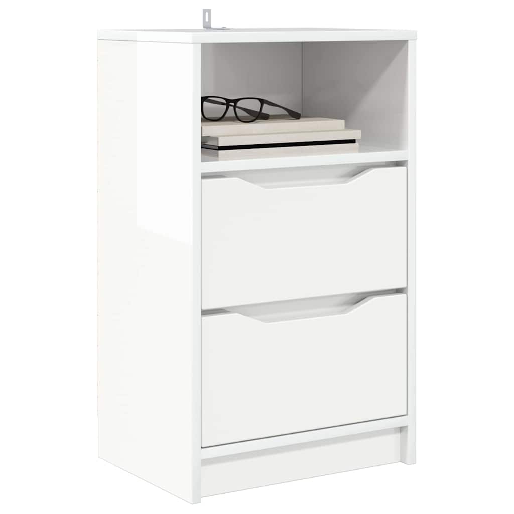 Comodino Bianco Lucido 40 x 30 x 467 cm Legno multistrato