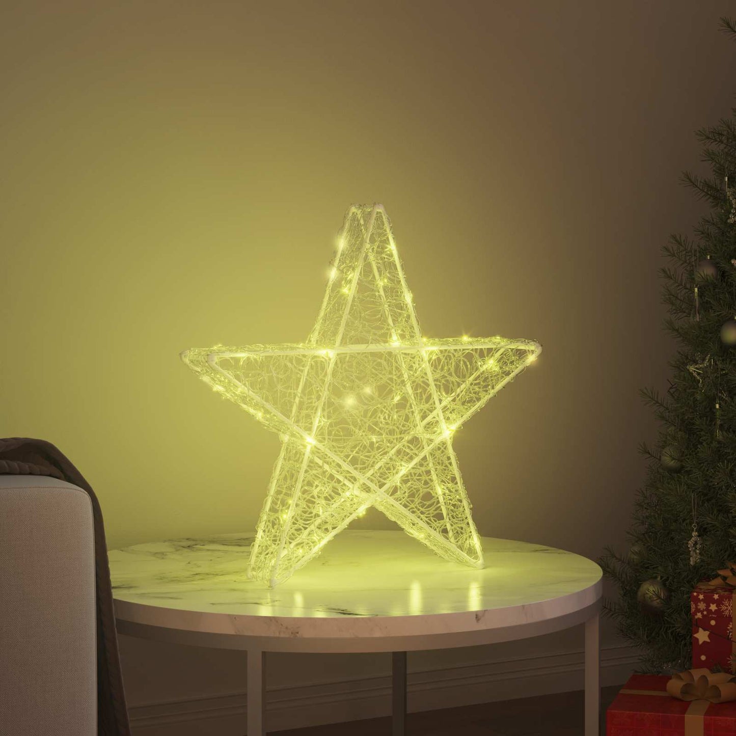 Stella 3D con 50 LED Bianco caldo 55 x 53.5 x 10 cm Acrilico