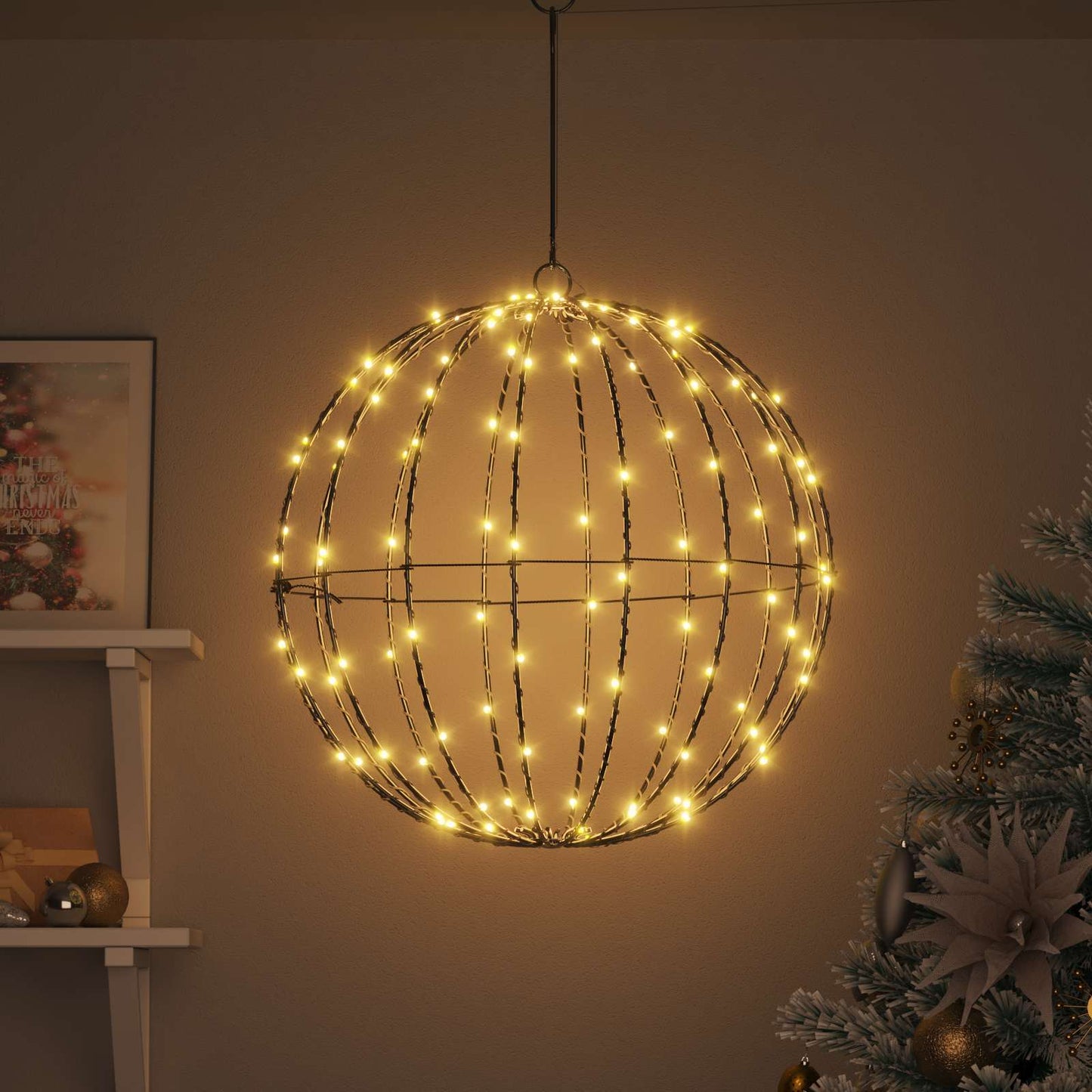 Palla con 160 LED Bianco caldo 50,5 x 50,5 x 52 cm Metallo