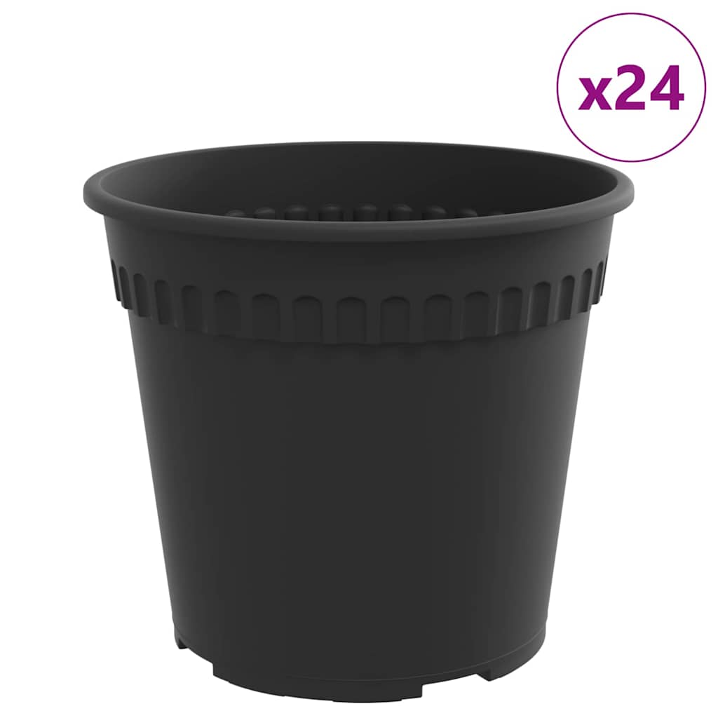 Vaso Rotondo per Fiori 24 pcs Nero Ø 17 x 14 cm Plastica