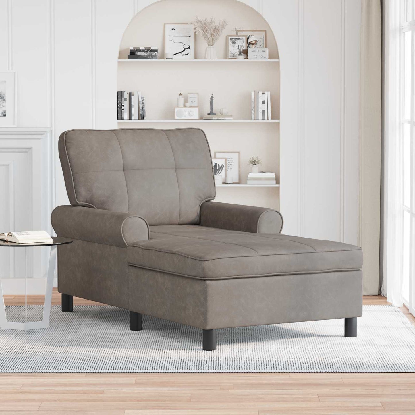 Chaise Lounge Grigio 91 x 157 x 91 cm Pelle Sintetica