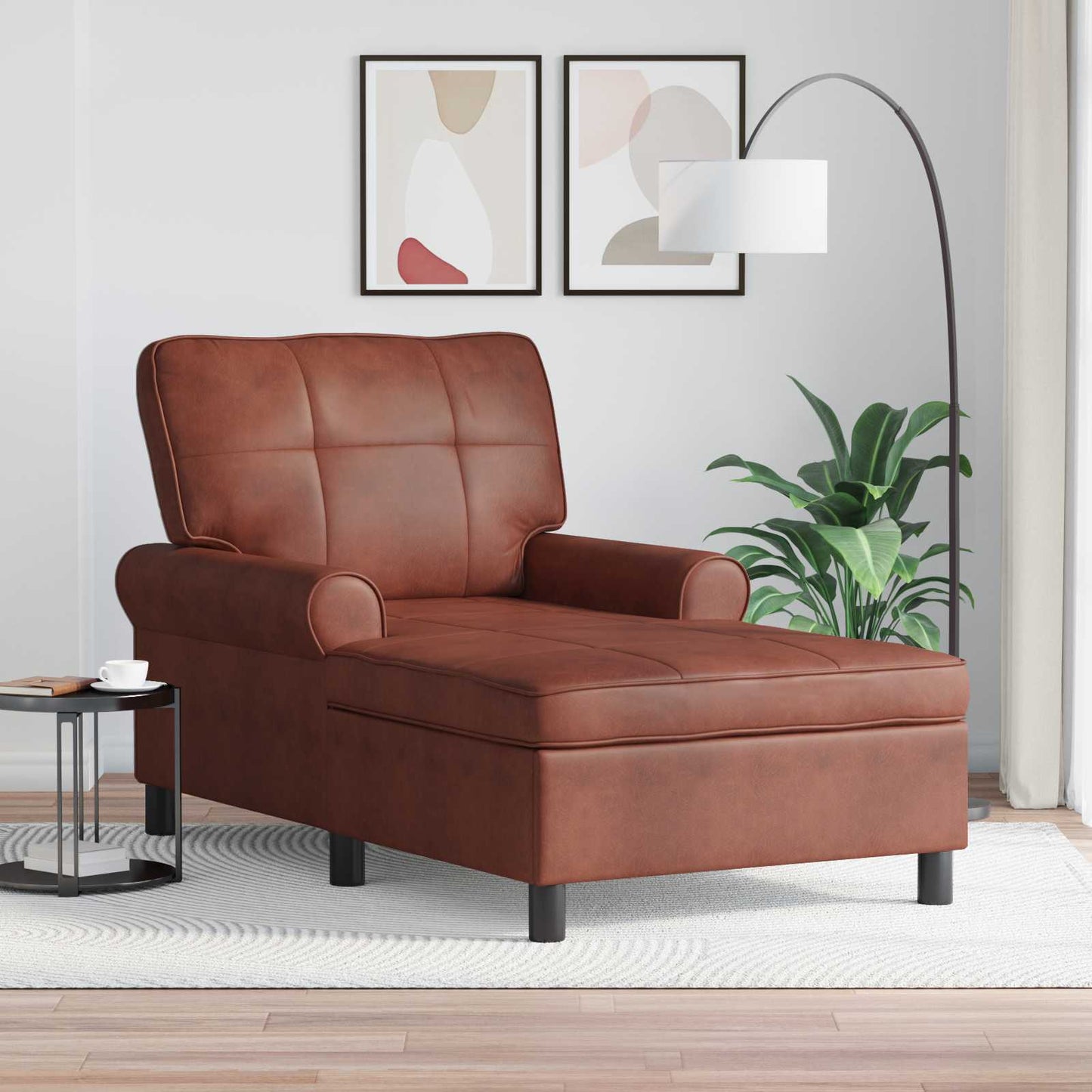 Chaise Lounge Marrone Lucido 91 x 157 x 91 cm Pelle Sintetica