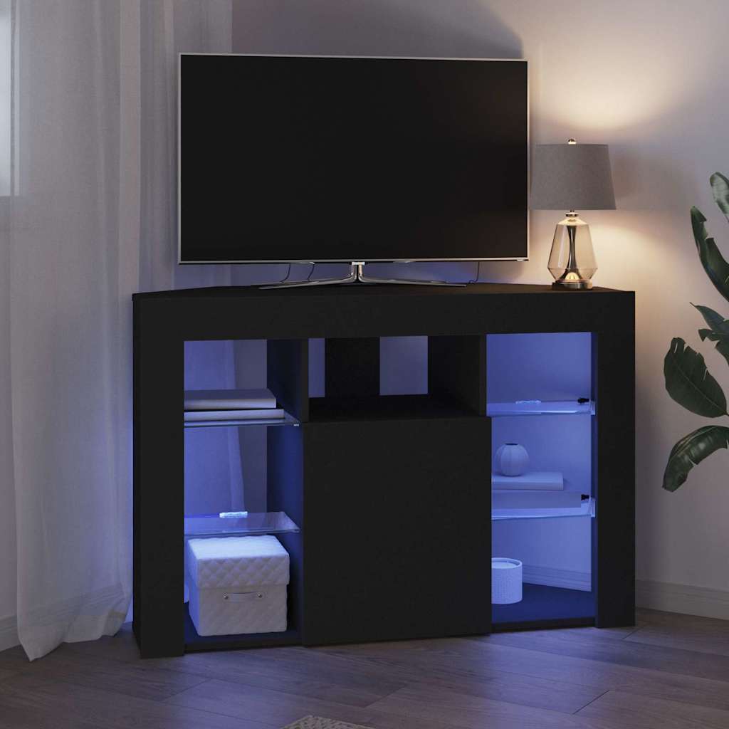 Mobile TV LED Angolare Nero 100x40x68cm Legno multistrato