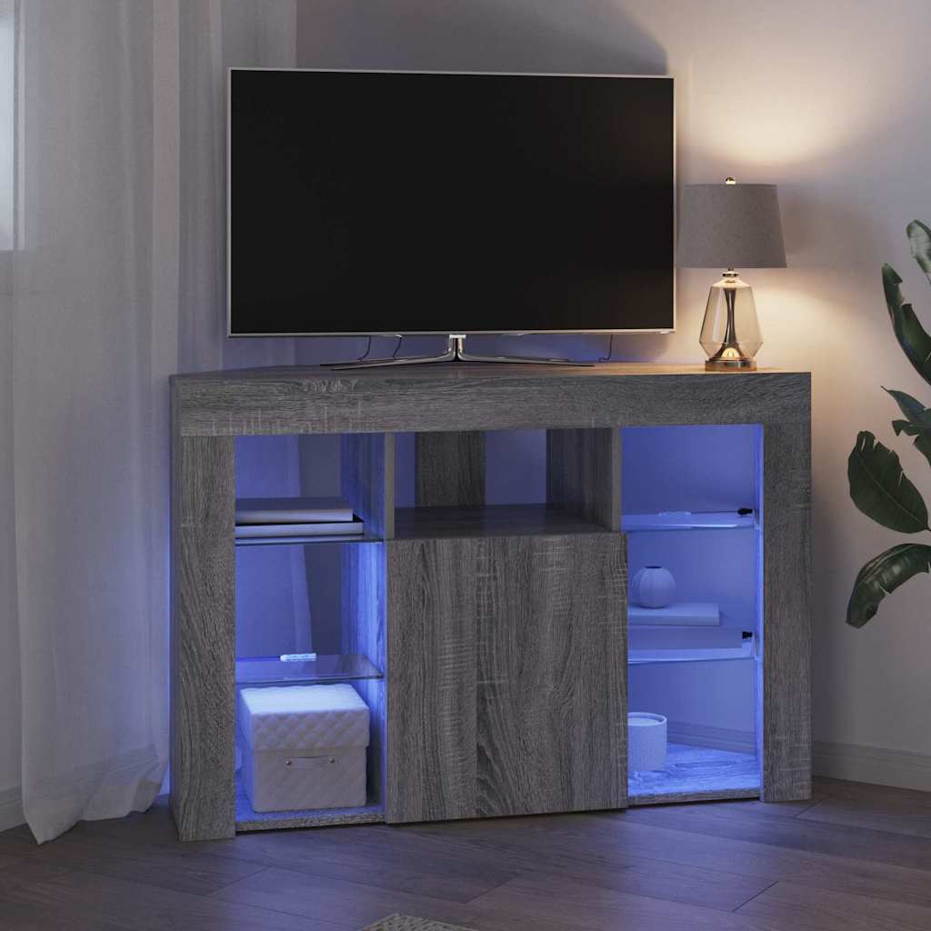Mobile TV LED Angolare Grigio Sonoma 100x40x68cm