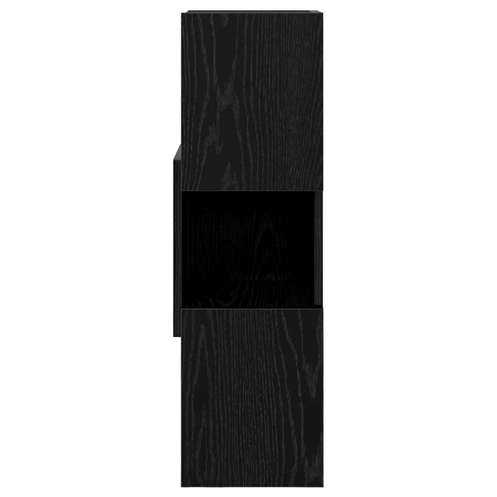 Mobile angolare Rovere Nero 25,5x25x80cm Legno multistrato