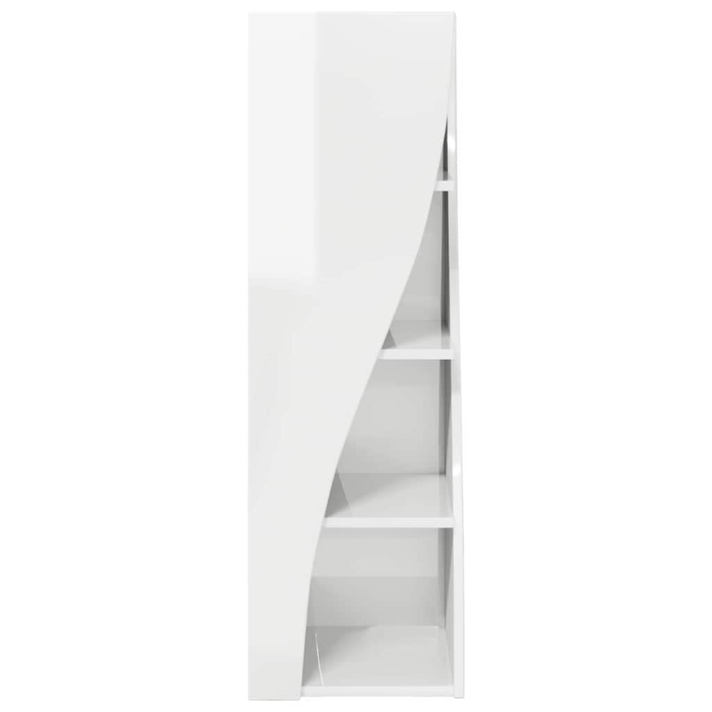 Mobile angolare Bianco Lucido 32x32x102cm Legno multistrato