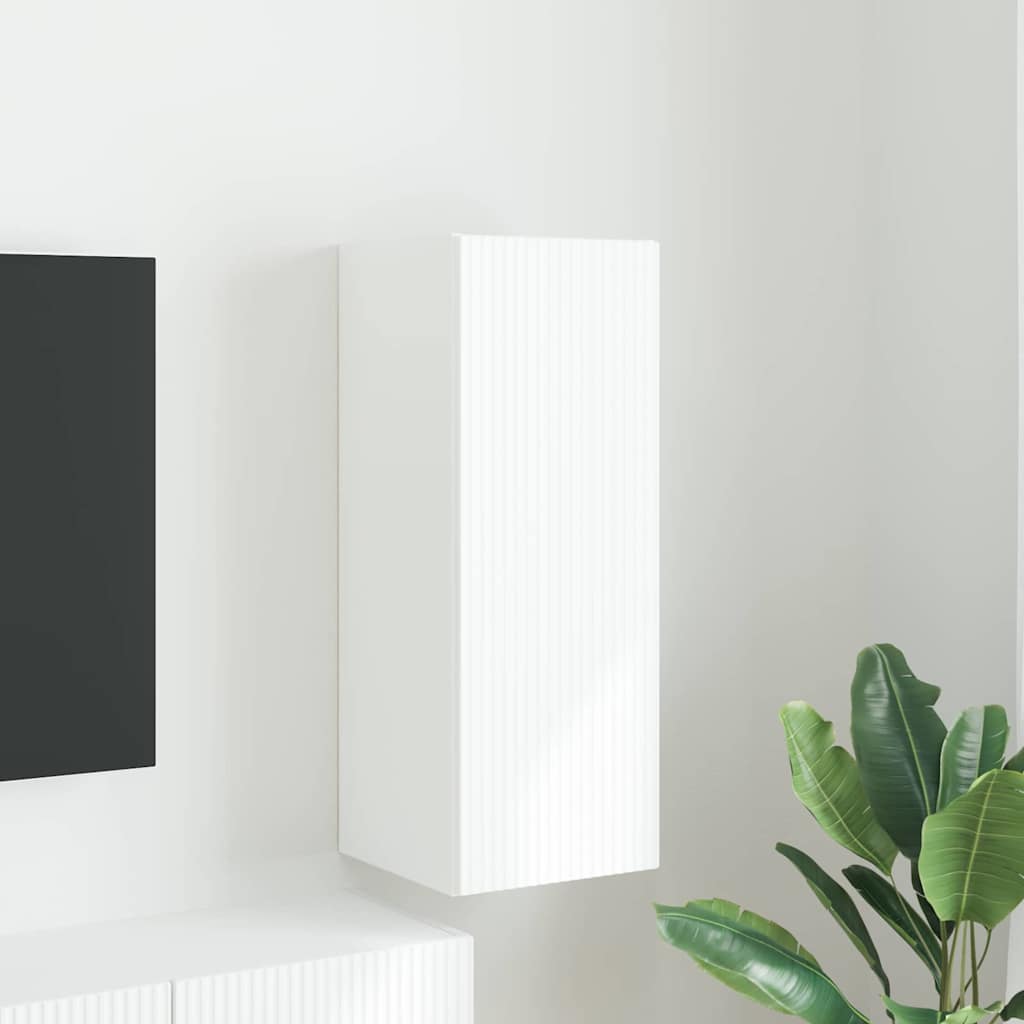 Mobile TV da parete Bianco 30 x 31 x 80 cm Legno multistrato