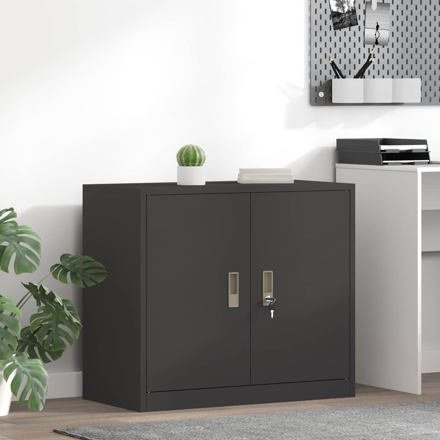 Armadio Nero 80 x 40 x 70 cm Acciaio