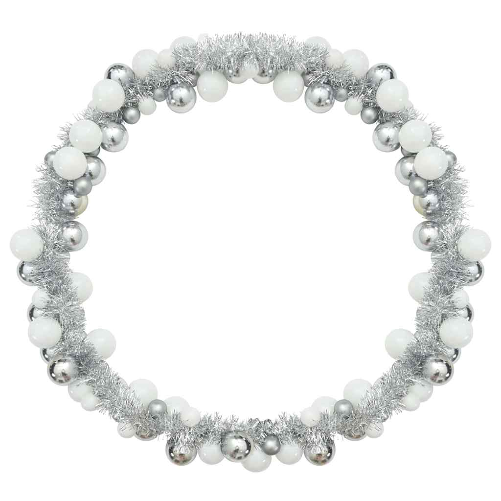 Ghirlanda di Palline di Natale Bianco e Argento 186 cm