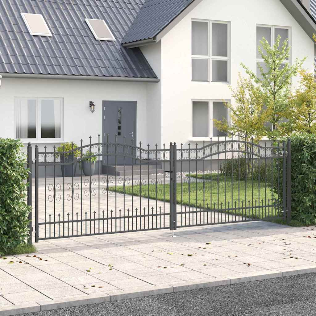 Cancello con Punta a Lancia Grigio 404 x 125 cm Acciaio