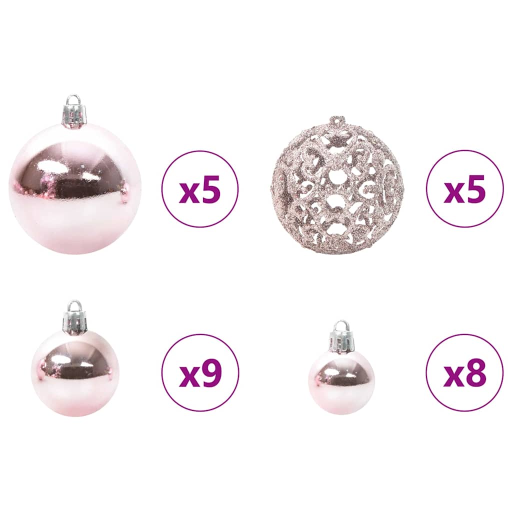 Set di Palle di Natale con 150 LED 61 pcs Rosa Plastica