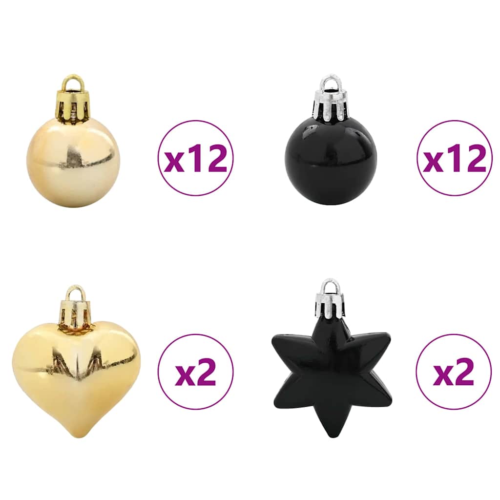 Set di Palle di Natale 40 pcs Nero e Oro Plastica