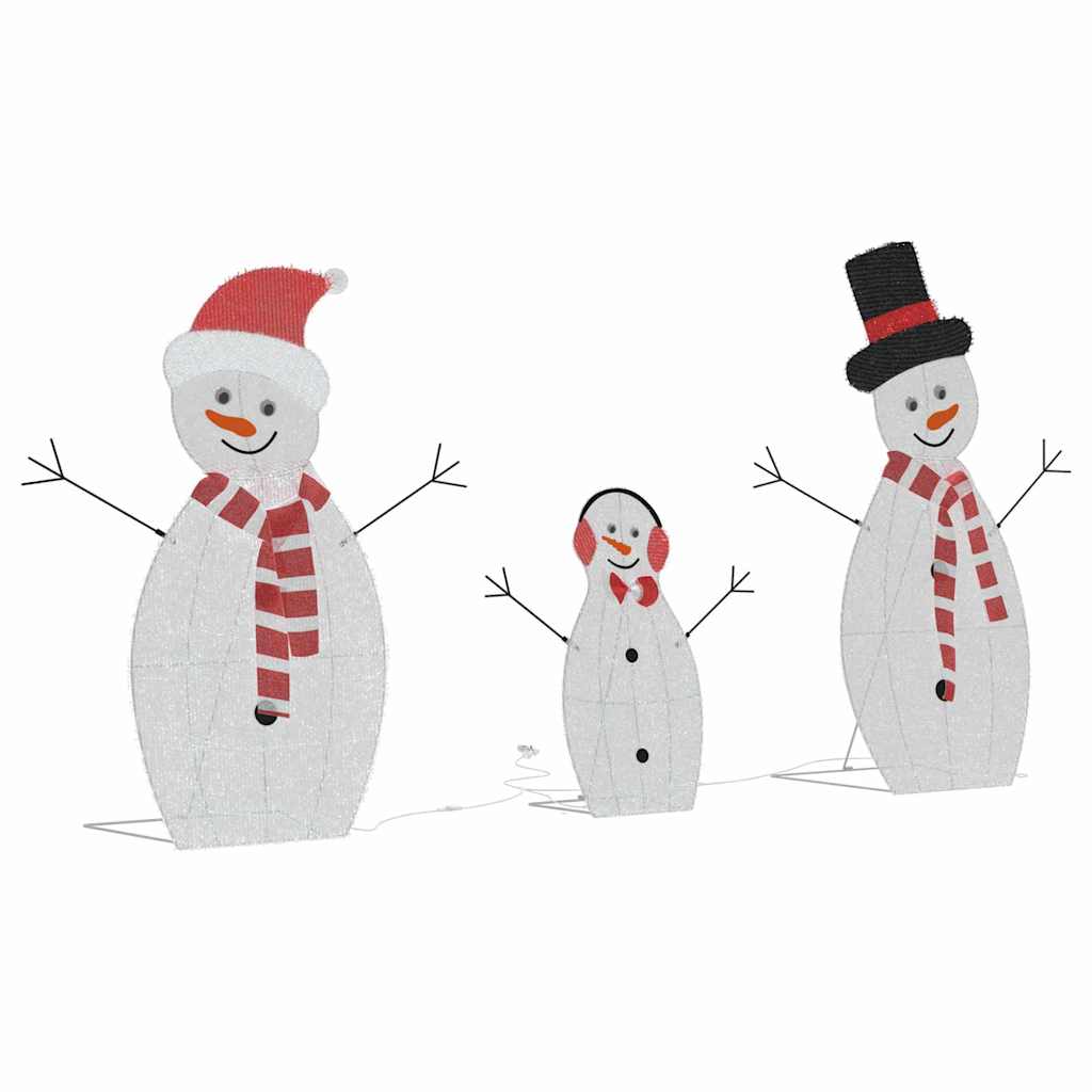 Familia di Pupazzi di Neve Illuminati 3 pcs Bianco caldo
