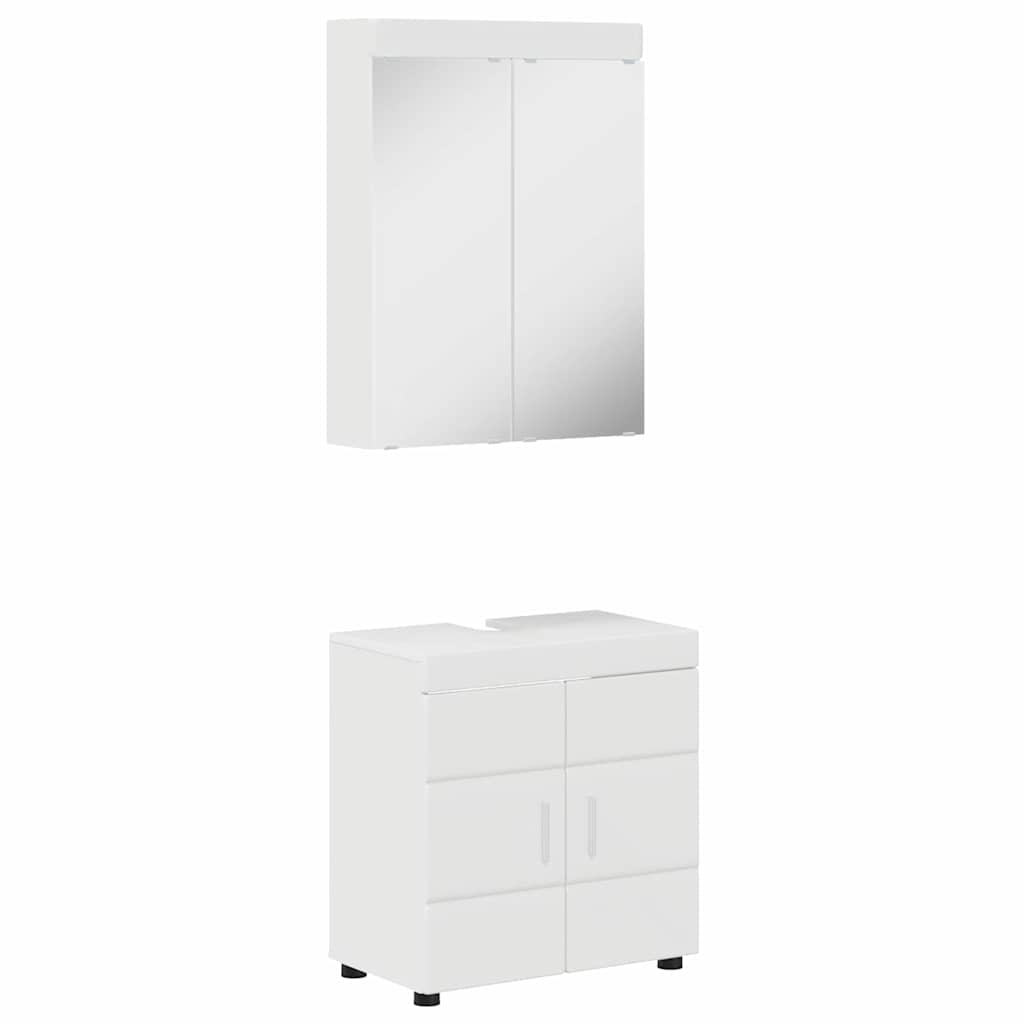 Set di mobili per il bagno con lo scaffale TULUM Bianco Lucido