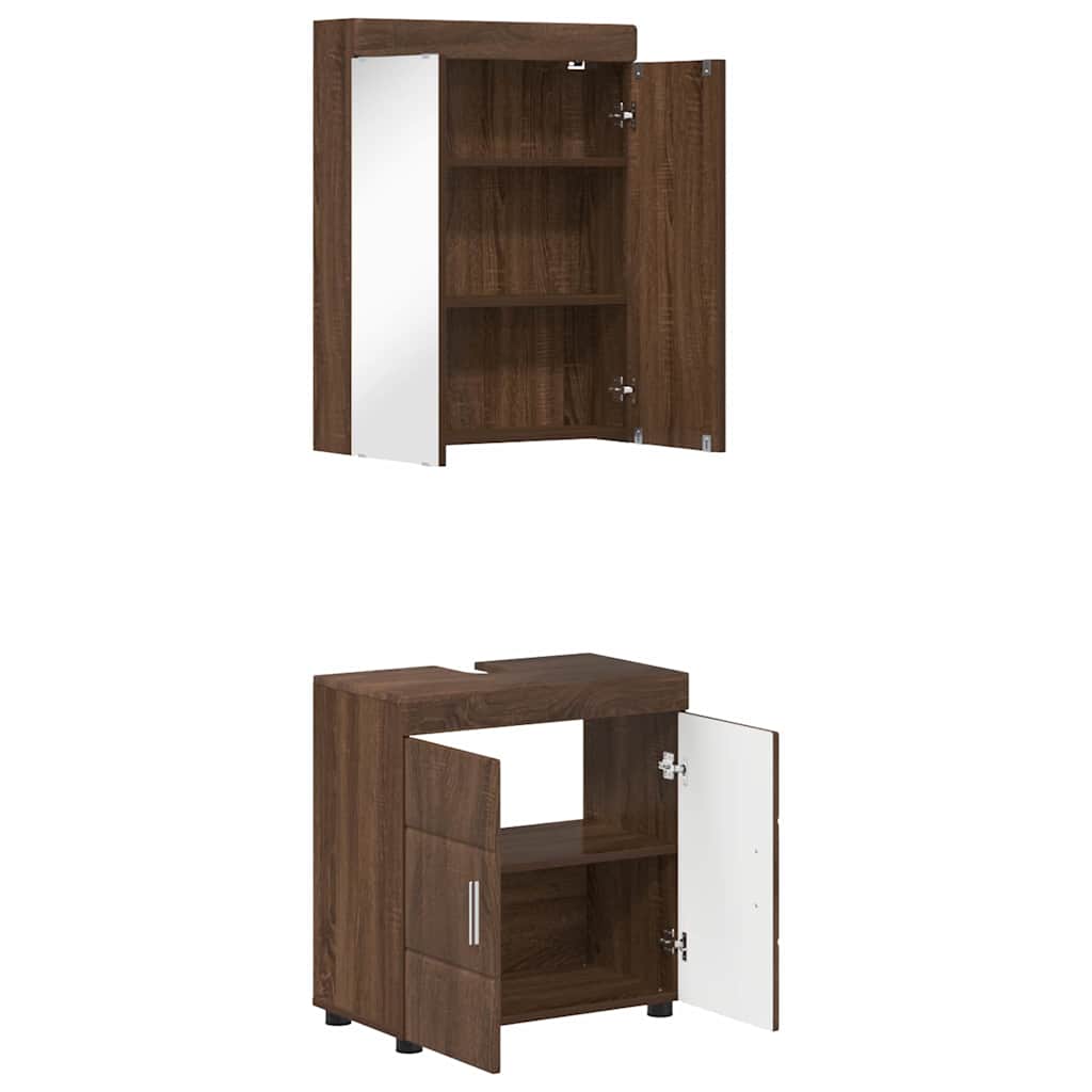 Set di mobili per il bagno con lo scaffale TULUM Rovere Marrone
