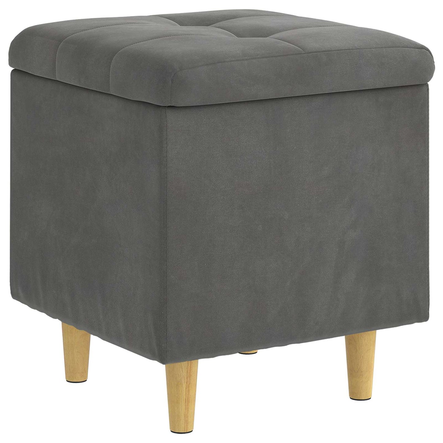 Pouf contenitore Grigio scuro 40 x 40 x 45 cm Velluto