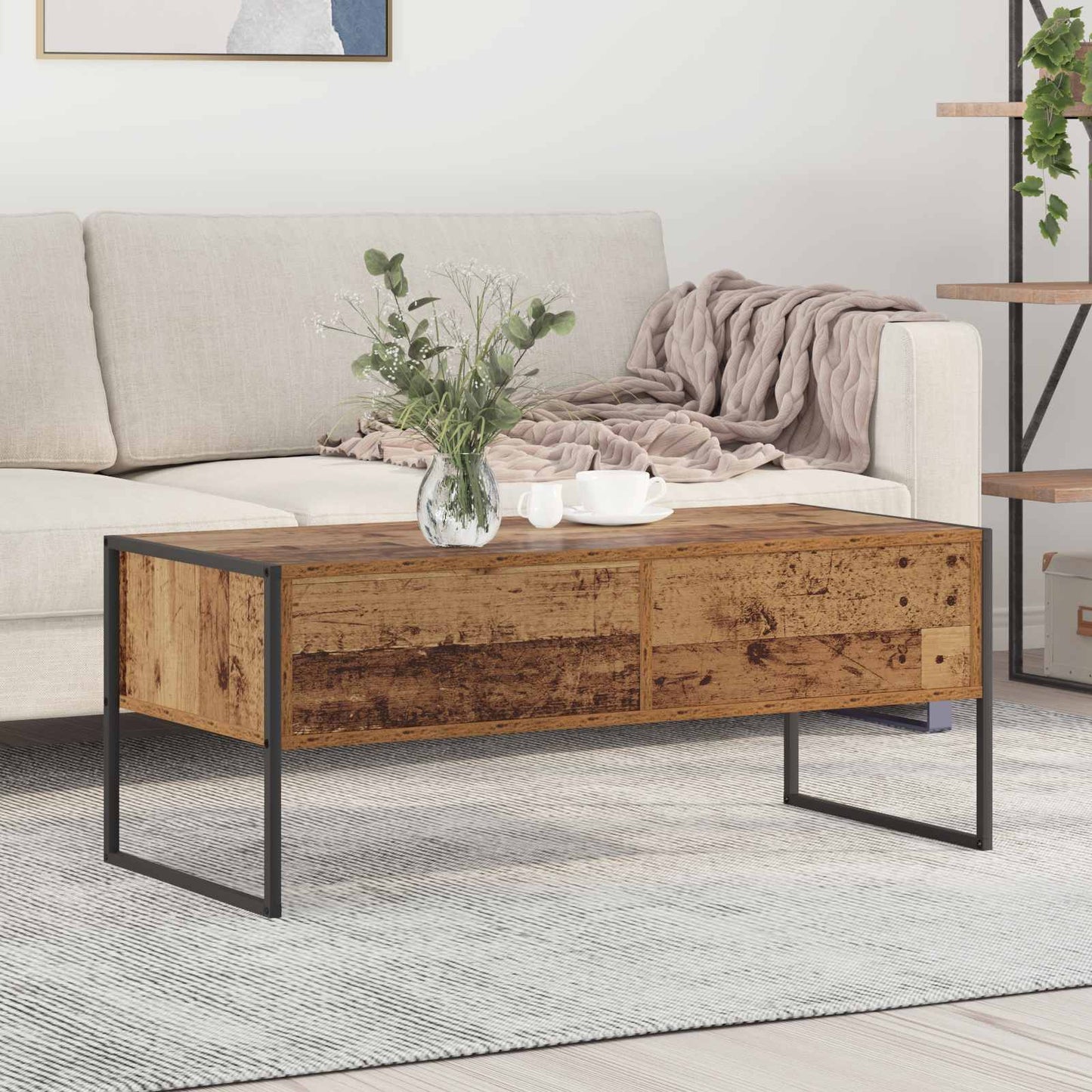 Tavolino da salotto con cassetto Legno vecchio 100 x 46 x 40 cm