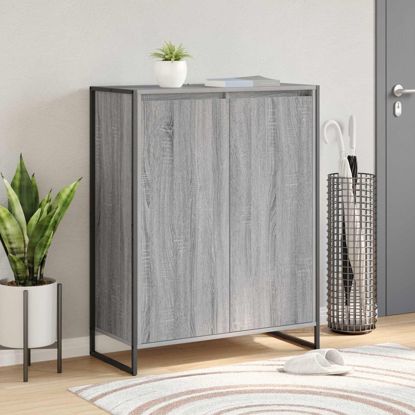 Mobile per scarpe con porta Grigio Sonoma 79 x 36 x 100 cm