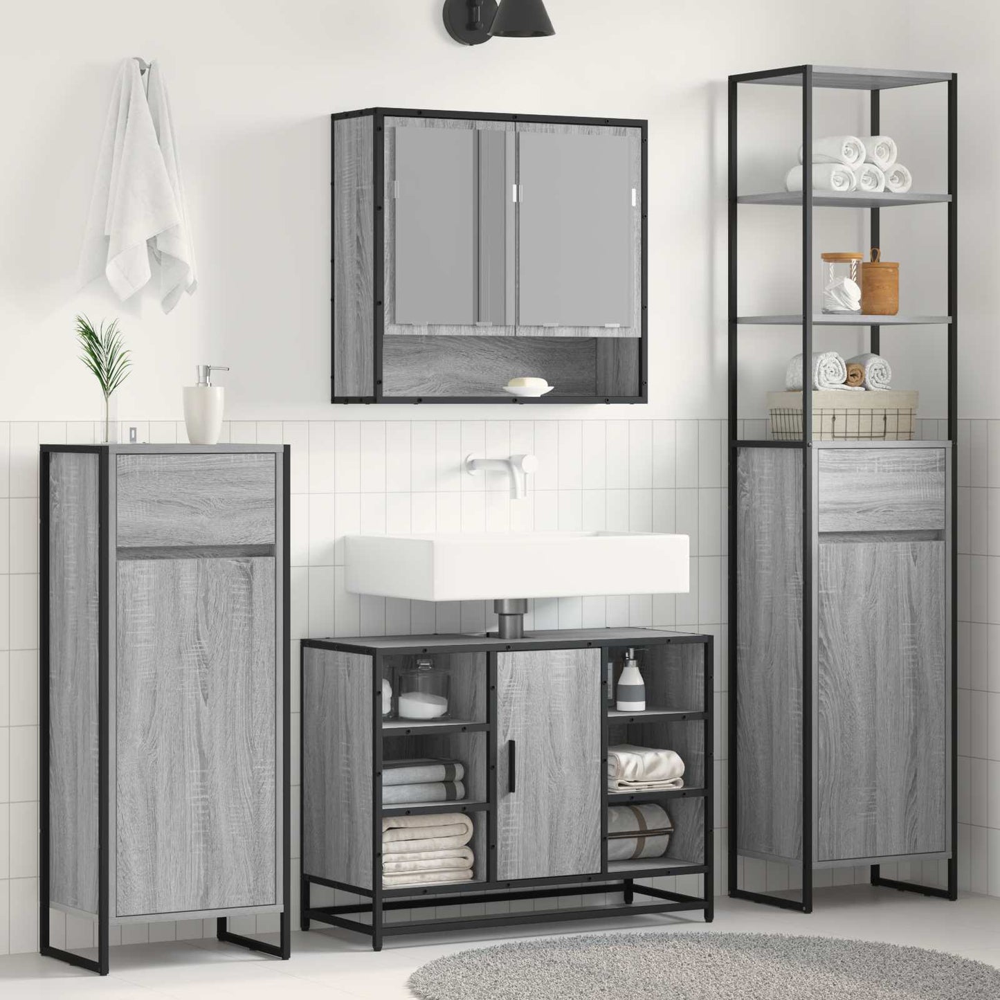 Mobile da Bagno con cassetto Grigio Sonoma 40 x 30 x 100 cm