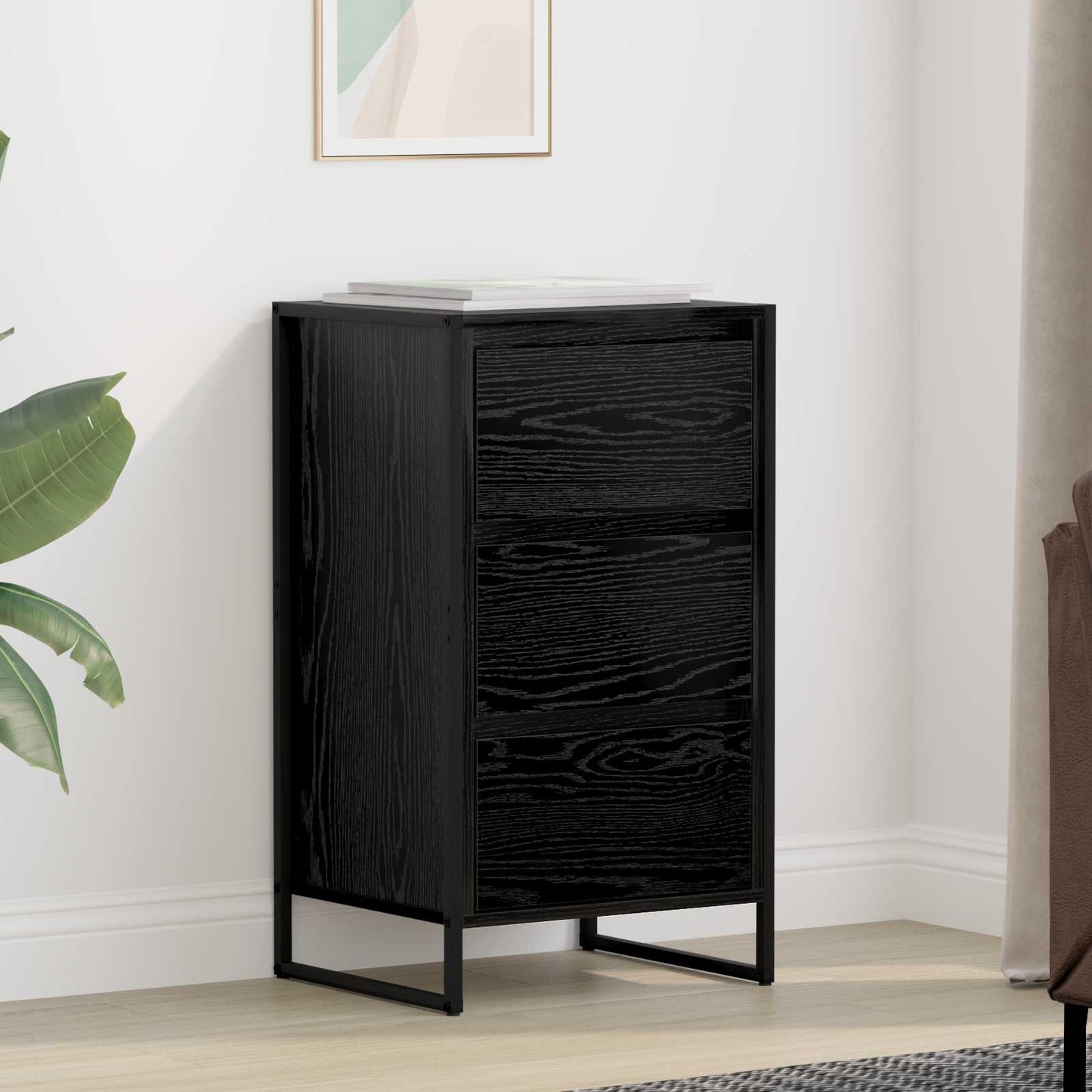 Credenza Rovere Nero 42 x 36 x 75.5 cm Legno multistrato