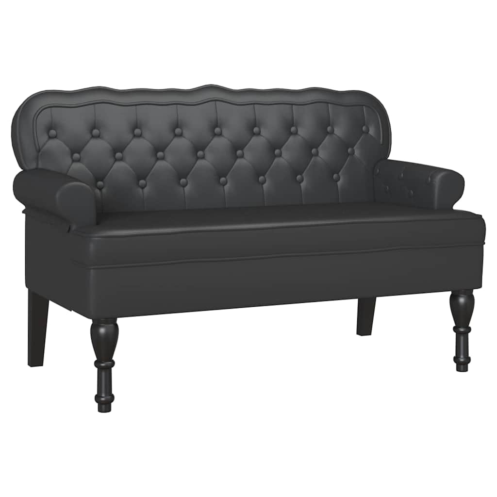 Panca Chesterfield Nero 119,5 x 64,5 x 75 cm Pelle Sintetica