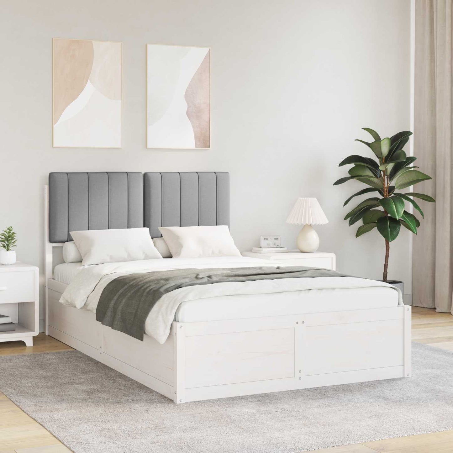 Letto con Testiera Rivestita Grigio chiaro 120 x 200 cm