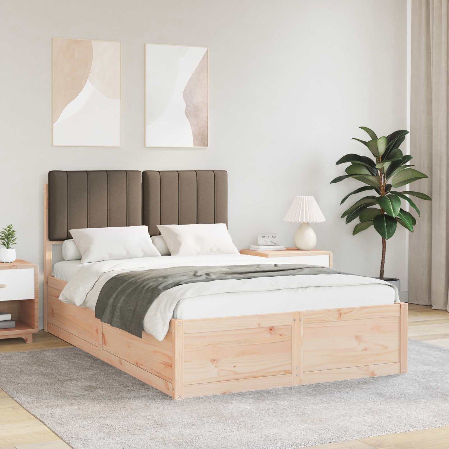 Letto con Testiera Rivestita Talpa 120 x 190 cm Pino massello