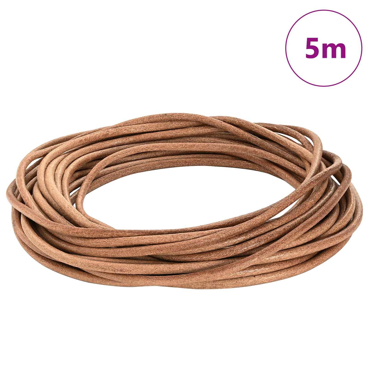 Cordino in Pelle Marrone Ø4 mm x 5 m Pelle