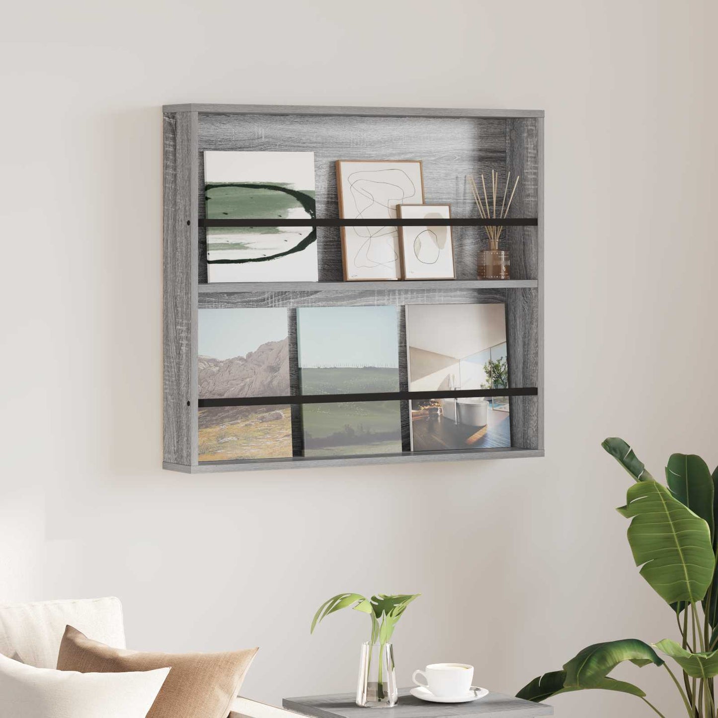 Scaffale per riviste Grigio Sonoma 80 x 12 x 70 cm