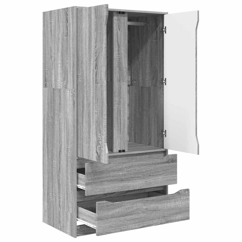 Armadietto con cassetto Sonoma grigia 79,5 x 49 x 156 cm