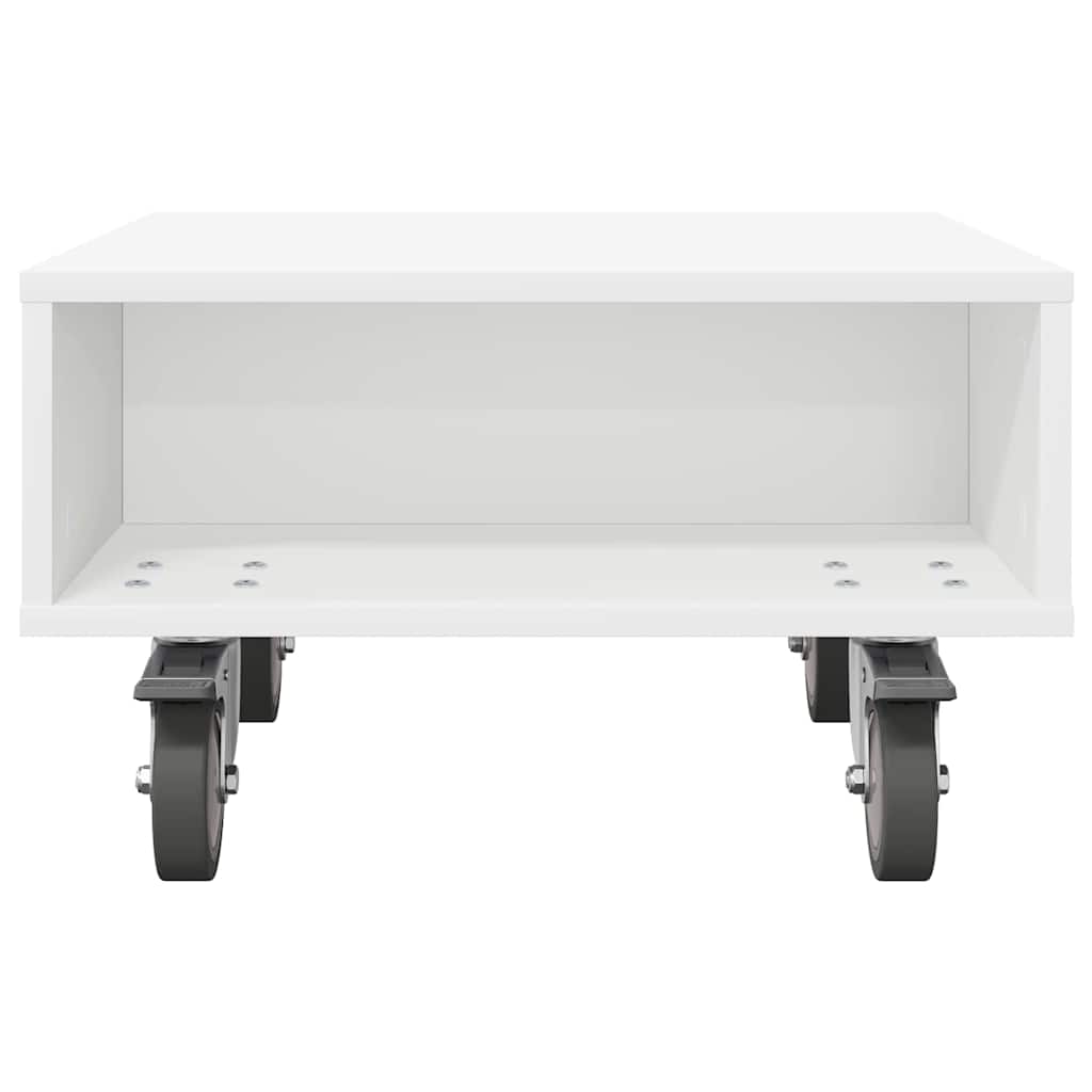 Tavolino con Ruote Bianco 50,5 x 50 x 30 cm Legno multistrato
