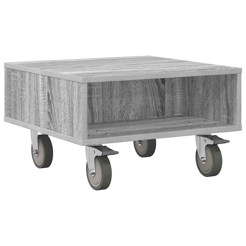 Tavolino con Ruote Grigio Sonoma 50,5 x 50 x 30 cm