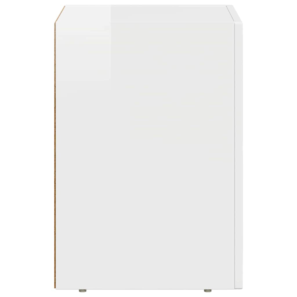 Comodino Bianco Lucido 29,5 x 33,5 x 50 cm Legno multistrato