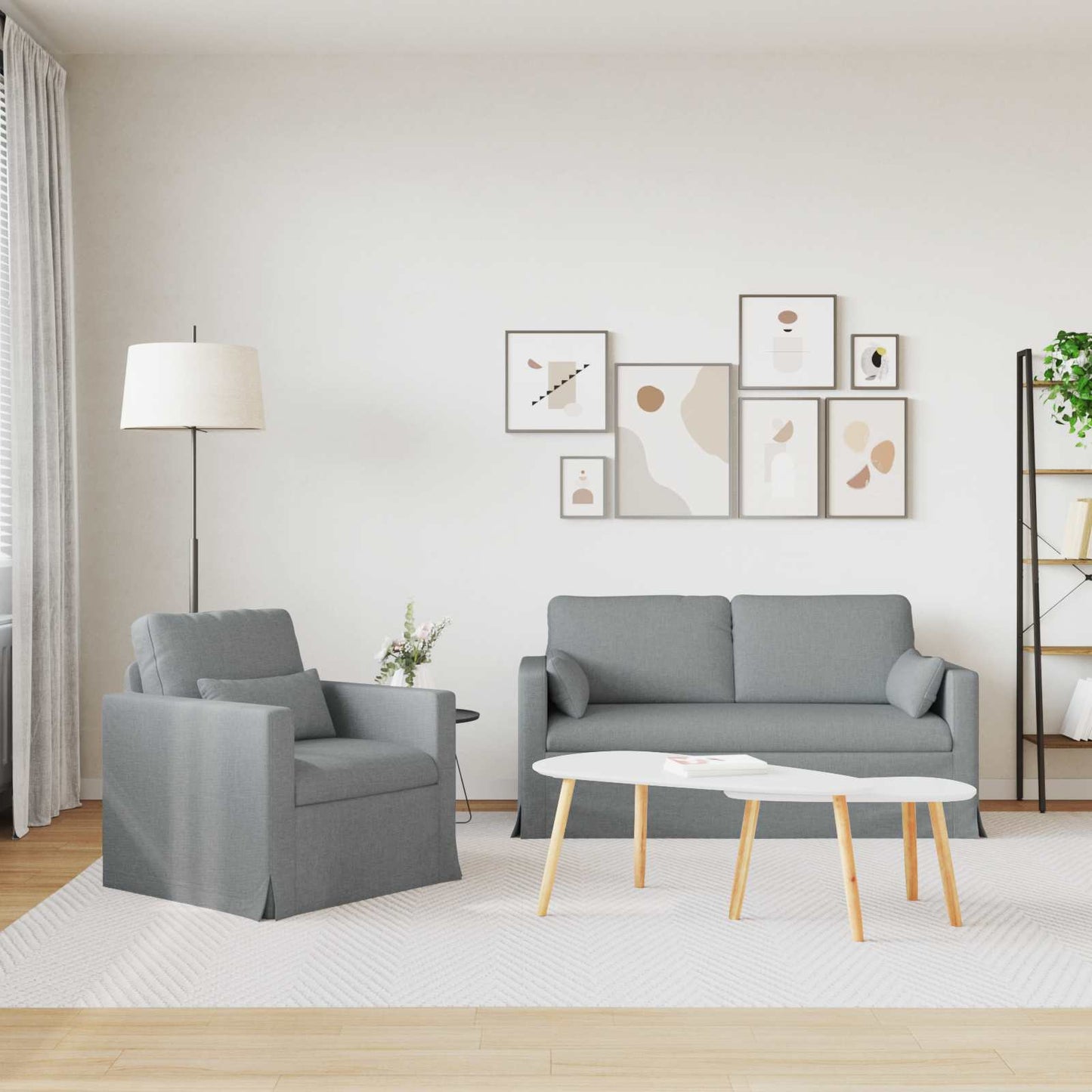 Set di divani 2 pcs Grigio chiaro 158 x 78 x 80 cm Tessuto