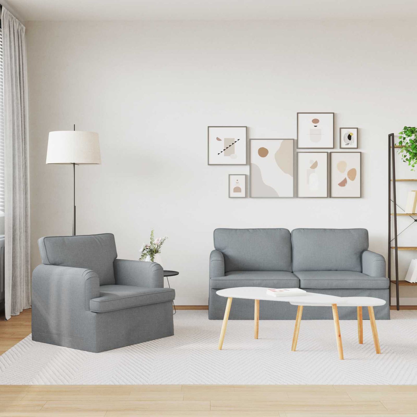 Set di divani 2 pcs Grigio chiaro 162 x 80 x 85 cm Tessuto