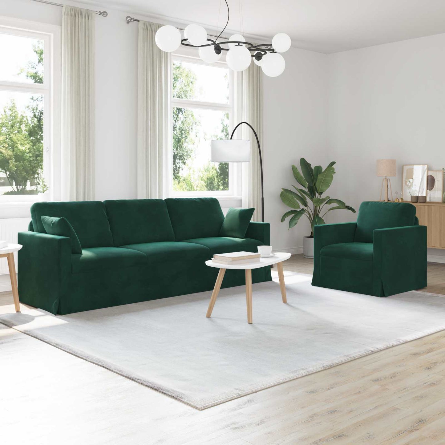 Set di divani 2 pcs Verde Scuro 228 x 78 x 80 cm Velluto