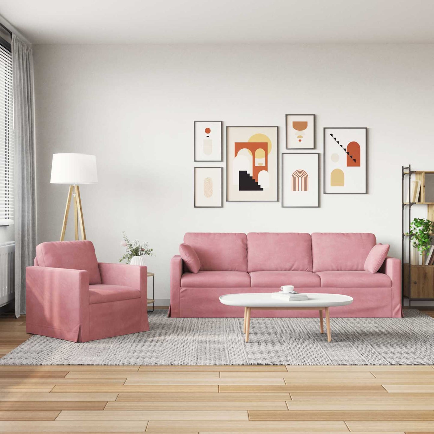 Set di divani 2 pcs Rosa 228 x 78 x 80 cm Velluto