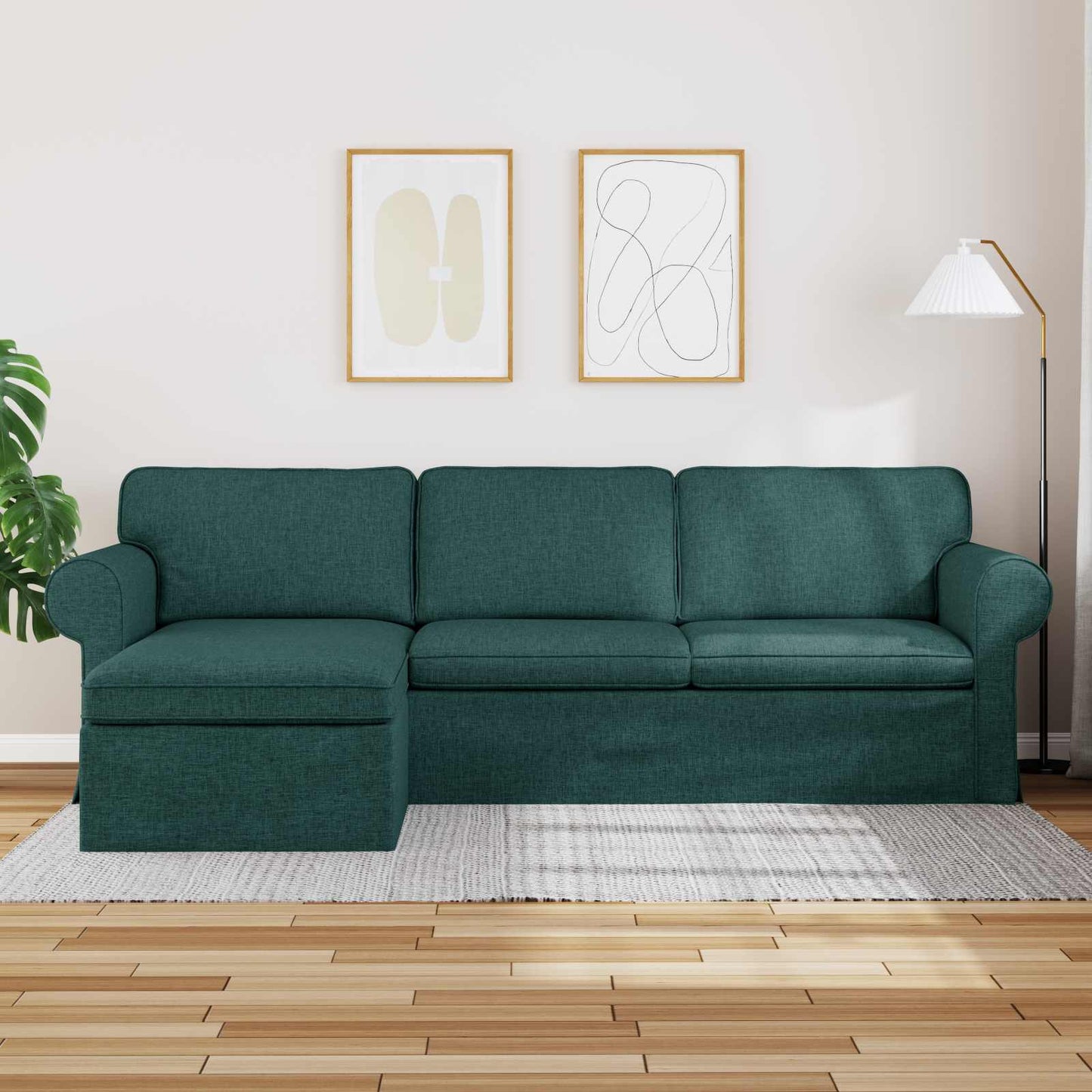 Divano Verde Scuro 215 x 138 x 80 cm Tessuto
