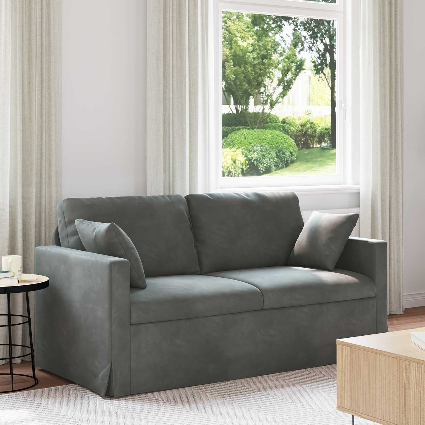 Divano Grigio scuro 158 x 78 x 80 cm Velluto