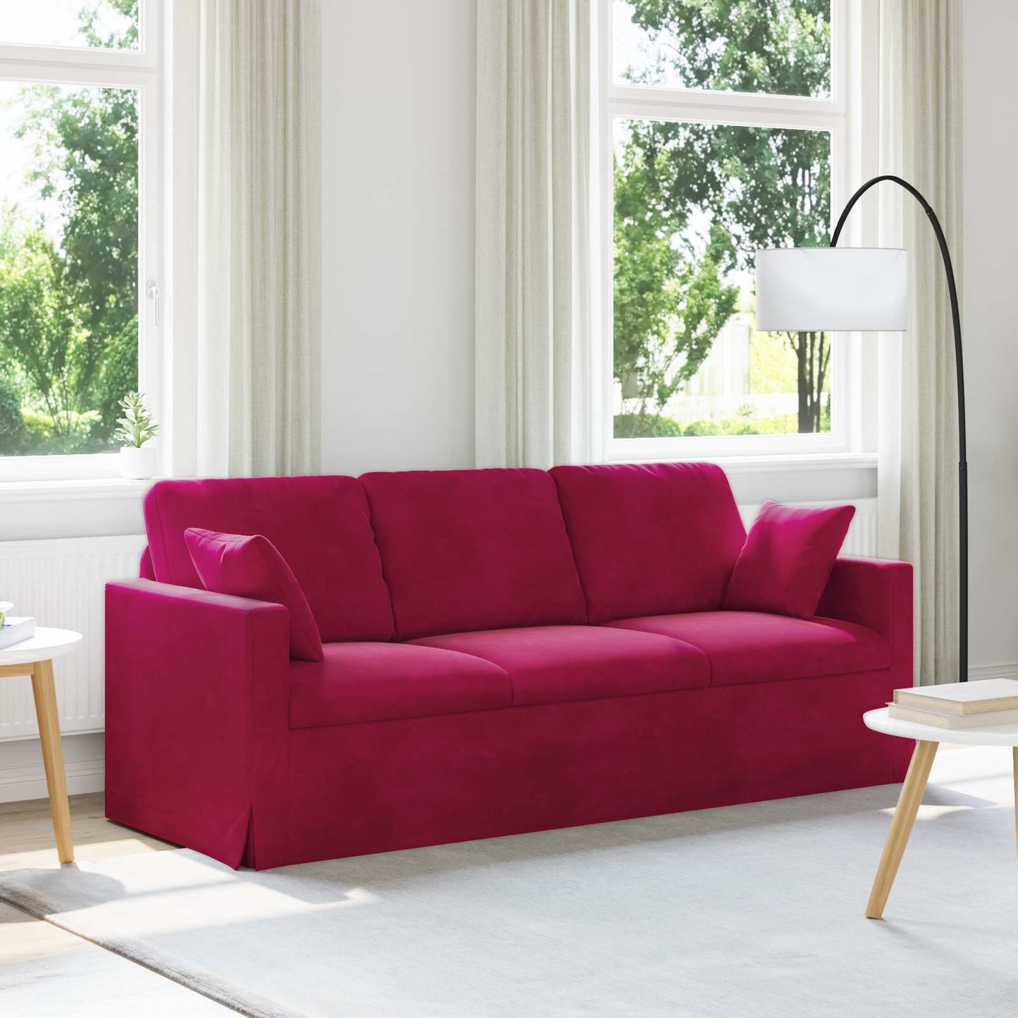 Divano Rosso Vino 198 x 78 x 80 cm Velluto