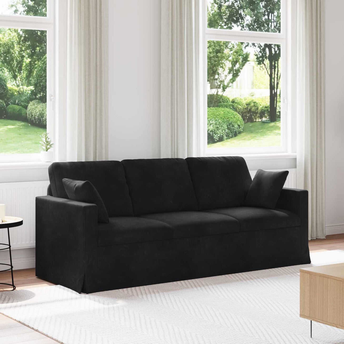 Divano Nero 198 x 78 x 80 cm Velluto
