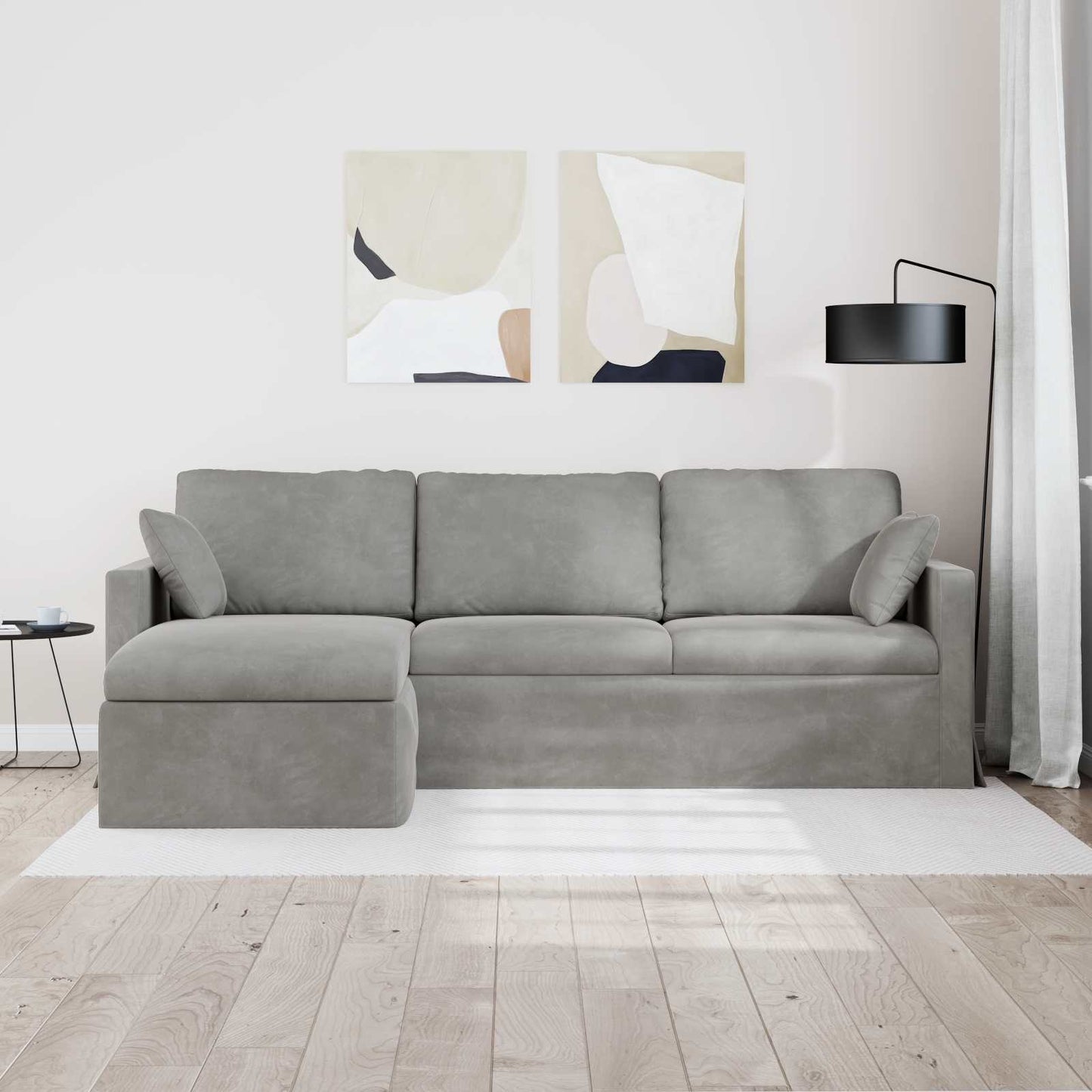 Divano Grigio chiaro 198 x 134 x 80 cm Velluto