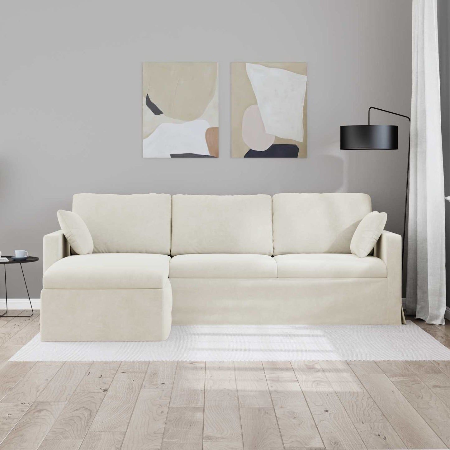 Divano Crema 198 x 134 x 80 cm Velluto