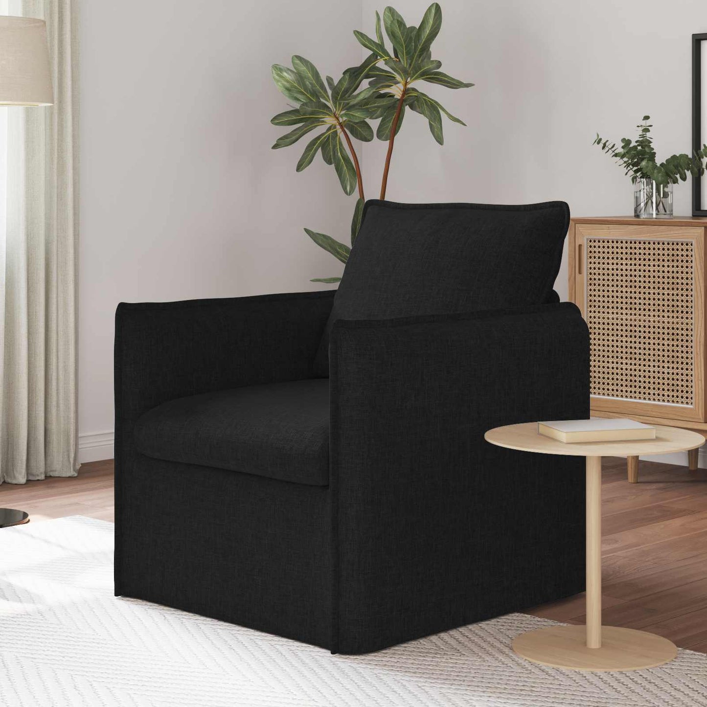 Divano Nero 195 x 82 x 85 cm Tessuto