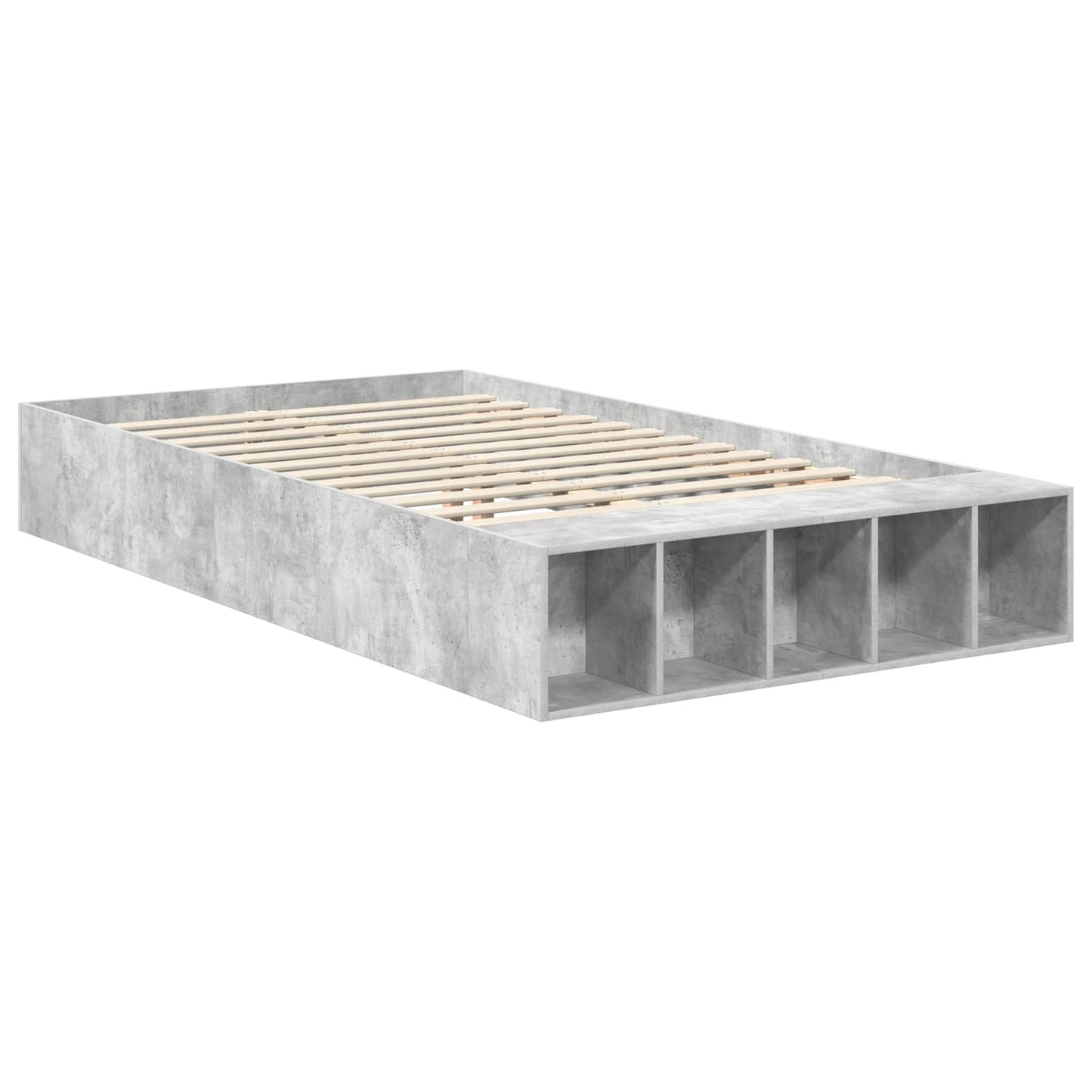 Struttura del letto con lo scaffale Grigio cemento 135 x 190 cm