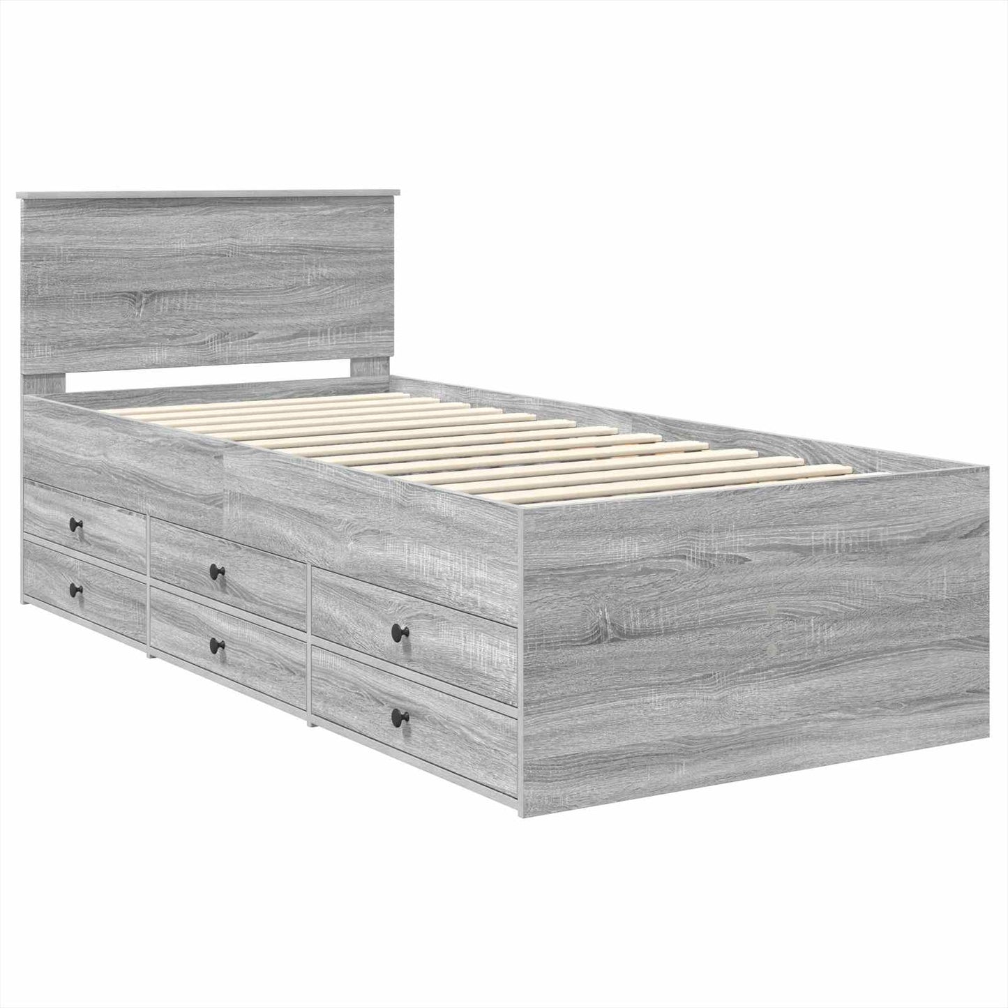 Daybed Grigio Sonoma e Nero 90 x 190 cm Legno multistrato
